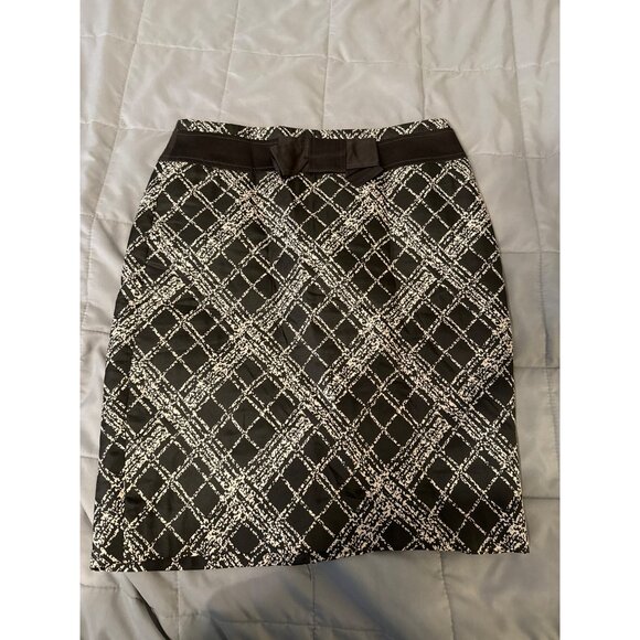 The Limited Womens Black & White Geometric Patterned Skirt With Bow Belt - Size - Picture 1 of 3